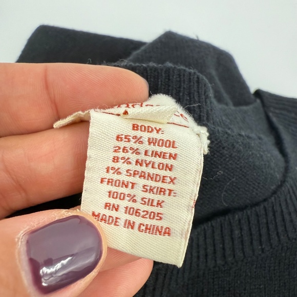 Sundance Dress Women Medium Black Wool Sweater Silk Blend Preppy Minimal Luxury - Picture 10 of 15